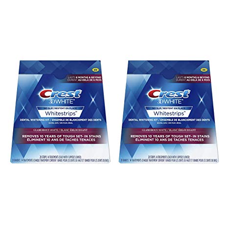 Crest 3D White Whitestrips Glamorous White Teeth Whitening, 28 Count - Pack of 2