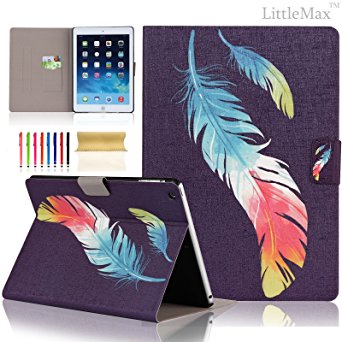 iPad Mini / Mini 2 Retina / Mini 3 Case,LittleMax(TM) [Card Holder]Stand Case Smart Ultra Slim Flip Case Magnet Clasp Cover for iPad Mini 1/2/3 [Free Cleaning Cloth,Stylus]-#2 Feather