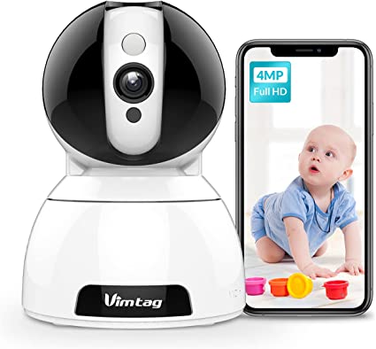 Vimtag 2K ProHD Baby Monitor with Camera and Audio, 4MP Pet Camera with 360° Pan/Tilt Remote, Smart Motion Tracking, 2-Way Audio, 10m IR Night Vision Dome IP Cam Surveillance for Home Security Indoor