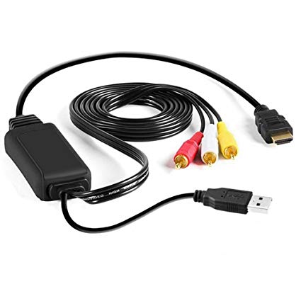 HDMI to RCA Cable Asika HDMI to RCA Adapter Cable Converts Digital HDMI signal to Analog RCA/AV, Works w/TV/HDTV/XBOX 360/PC/DVD & More, All-In-One Converter Cable,HDMI to AV Converter