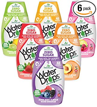 Sweetleaf Water Drops, Sweetened with Stevia,Water Enhancer, Mixed Pack of All 6 Flavours and Made for The UK Market
