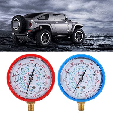 Refrigerant Low and High Pressure Gauge Kit for 1 Pair of Air Conditioner R410A R134A R22 PSI KPA Measureman Refrigeration Pressure Gauge AC Diagnostic Manifold Gauge