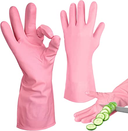 Star 1 Pairs Cut Resistant Latex Gloves | Long Lasting Household Cleaning Gloves Small | Reusable Kitchen Gloves Waterproof,Household Dishwashing Cleaning Gloves Small,Gardening Gloves Unlined