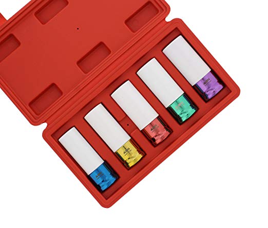 ABN 1/2” Inch Impact Drive Lug Nut Socket 5-Piece Set – Non-Marring, Color-Coded, Thin-Walled Wheel Rim Protectors