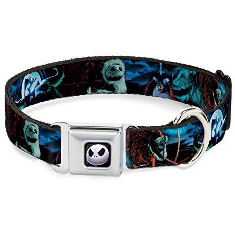 Disney Buckle-Down Seatbelt Buckle Dog Collar - Jack Expressions/Ghosts in Cemetery Purples/Grays/White