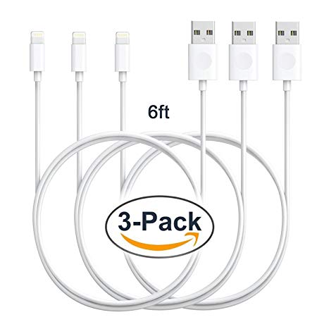 iPhone Cable, MarchPower 3Pack 6FT Certified iPhone Cord Lightning Cable to USB Fast Charging Charger for iPhone X 8 Plus 7 Plus 6S Plus 5S SE iPod iPad Pro Touch Apple Devices, White