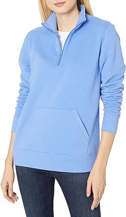 Amazon Essentials Women's Standard French Terry Fleece Quarter-Zip Top