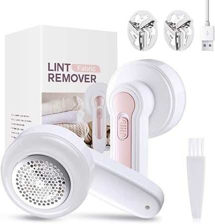 Bobble Remover for Clothes, Lint Remover Fabric Shaver Rechargeable with 2 Spare Shaving Heads, Powerful Fluff Shaver Brush Fuzz Debobbler for Clothes Blanket Carpet Bobbles Sweater Sofa Fiber Cotton