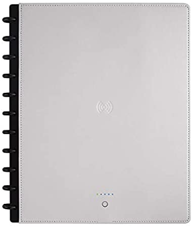 TUL Wireless/Wired Charging Discbound Notebook, Leather Cover, Letter Size, Gray