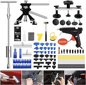 Fly5D 75Pcs Paintless Dent Repair Tools with Powerful Suction Cup and Sunken Pull Row Repair Tools Repairs 99% of Dents on Car Body for Repairing Big Dents, Small Dents, Dings and Hail Damage