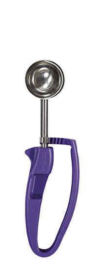 Zeroll 2040 Universal Small EZ Disher Accurate Food Portion Scoop for Dough Salads Desserts Hand Squeeze Design Reduces Fatigue NSF Approved Color-coded Handle Stainless Steel Bowl, 1.6-inch, Purple