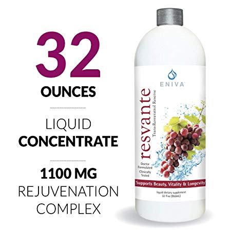 Resveratrol Supplement Anti-Aging Highest Potency Available Pure Eniva ResVante Liquid - 32 Ounce
