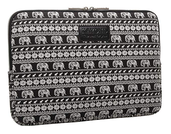 KAYOND Canvas Fabric 10 inch laptop Sleeve case-Elephant pattern Black