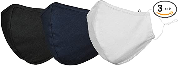 DALIX Cloth Face Mask Reusable Washable Made in USA - Variety L-XL (3 Pack)