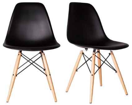 Chelsea DSW Molded Plastic Dining Side Chairs (Set of 2) (Black, DSW Side Chair)