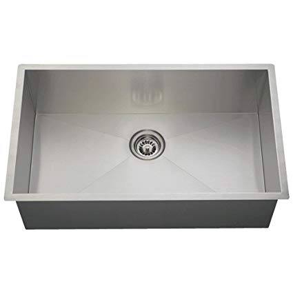 3322S 16-Gauge Undermount 90° Rectangular Single Bowl Stainless Steel Kitchen Sink