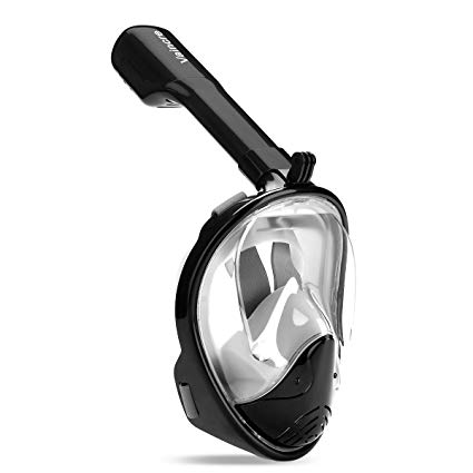Vaincre 180° Full Face Snorkel Mask with Panoramic View Anti-Fog, Anti-Leak with Adjustable Head Straps - See Larger Viewing Area Than Traditional Masks