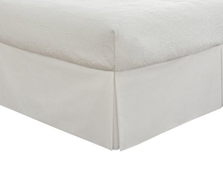 Lux Hotel Bedding Tailored Bed Skirt, Classic 14” Drop Length, Pleated Styling, Cali King, White