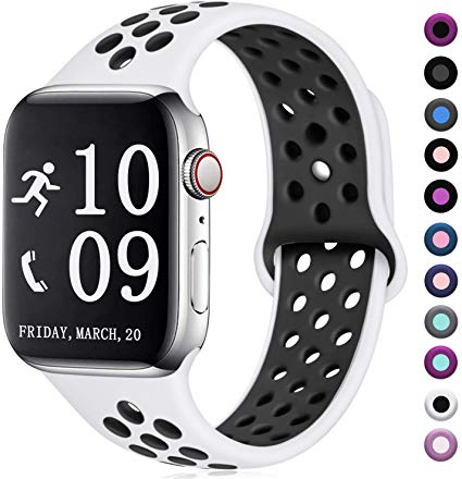 Zekapu Compatible with Apple Watch Band 40mm 44mm 42mm 38mm, Breathable Silicone Sport Replacement Wrist Band Compatible for iWatch/Apple Watch Series 4/3/2/1
