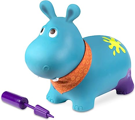 B. toys by Battat BX1922C1Z B. Toys – Hanky The Hippo Inflatable Ride-On Bouncer – Bouncy Boing – Soft Riding Toy for Toddlers 18M