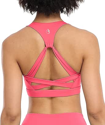 icyzone Damen Yoga Sport-BH mit Gepolstert Fitness Bustier Workout Running Bra