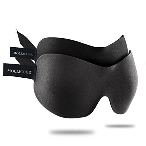 Molliccer 3D Contoured Sleep Mask, 2 Pack for Sleeping, Rest, Napping, Meditation – Best Blindfold for Men Women Kids (Gray)