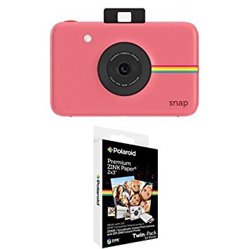 Polaroid Snap Instant Digital Camera (Pink) with Polaroid 2x3 inch Premium ZINK Photo Paper TWIN PACK (20 Sheets)