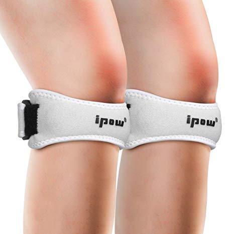 IPOW 2 Pack Knee Pain Relief & Patella Stabilizer Knee Strap Brace Support for Hiking, Soccer, Basketball, Running, Jumpers Knee, Tennis, Tendonitis, Volleyball & Squats