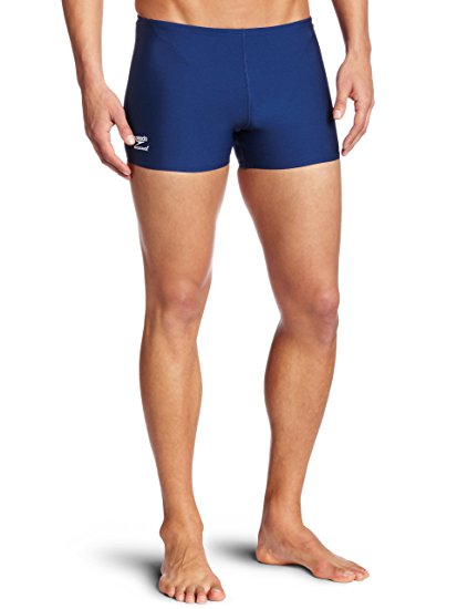 Speedo Men's Endurance  Polyester Solid Square Leg Swimsuit