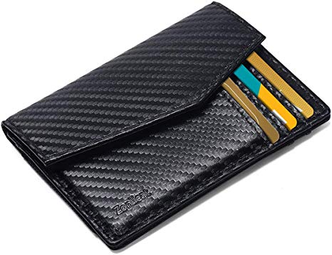 Mens Minimalist Wallet, Zonlicat Slim Front Pocket Wallets with RFID Blocking for Men - Carbon Fiber