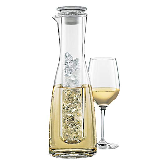 Wine Enthusiast 2-Piece Lead-Free Blown Crystal Glass Wine Chilling Carafe