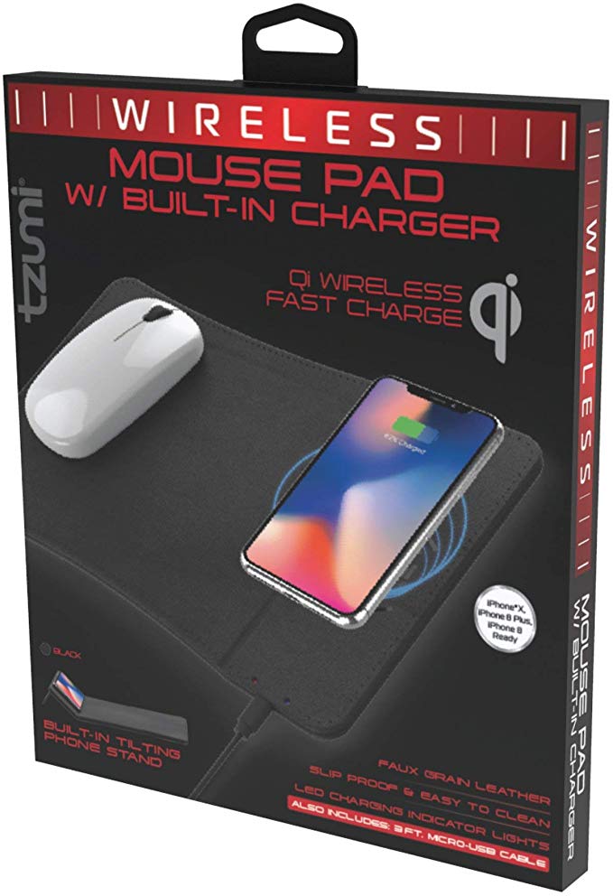 Tzumi Wireless Charging Mouse Pad and Rechargeable Mouse
