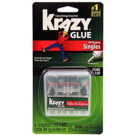 Elmer's Products KG582 Instant Crazy Glue 4-Single Use Tubes, 0.017-Ounce