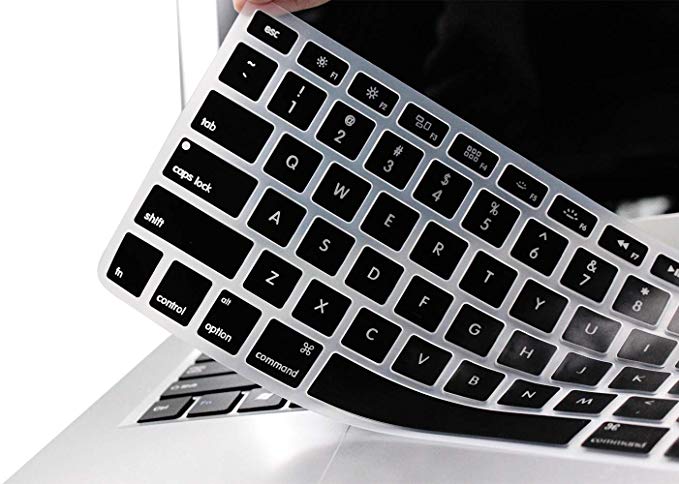 Backlight Shines Through Silicone Keyboard Cover for MacBook Air 13 inch, MacBook Pro 13 15 with or Without Retina Display - 2015 or Older Versions, iMac Wireless 1st Gen Keyboard (MC184LL/B) - Black