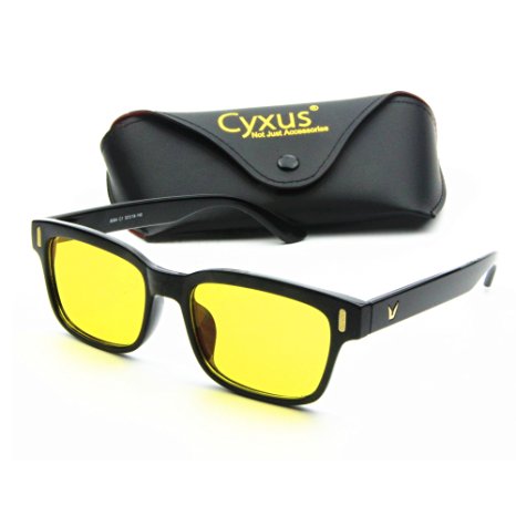 Cyxus Blue Light Filter [Better Sleep] Block UV Yellow Lens Glasses, Anti Glare Fatigue Blocking Headaches Eye Strain, Computer Reading Eyewear, Great for Cell Phone Readers(Black Frame)