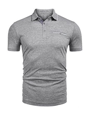 Detailorpin Men's Business Short Sleeve Polo Shirt Casual Slim Fit Golf Collar T Shirts