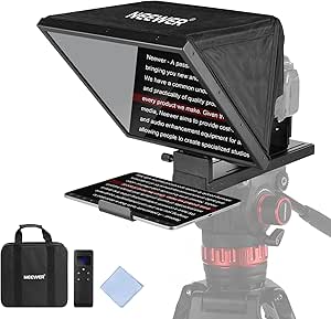 NEEWER Basics X16B Aluminum Alloy Liftable Teleprompter 16" for iPad Tablet Phone DSLR Camera, No Assembly, Remote & App Control, Compatible with iOS Android, Pro for Online Teaching Live Streaming