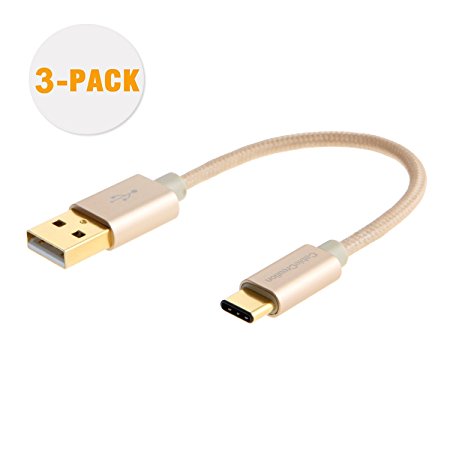 CableCreation (3-PACK) Short Type C (USB-C) to Standard USB 2.0 A Male Cable, USB 3.1 USB-C for Apple The New Macbook, Chromebook Pixel and More, 0.5ft in Gold[New Version 56K Ohm Resistance]