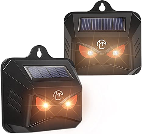 Careland Solar Waterproof Nocturnal Animals Repeller with Red LED Lights Coyote Skunk Raccoon Deer Repellent Predator Deterrent Light 2 Pack