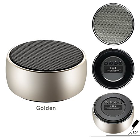 Heavy Bass Bluetooth Speaker Portable Wireless Speaker SoundBox,Superior Sound quality with a powerful Subwoofer,sensitive touch control,Sleek and Modern Design,Build in Microphone[Color:Golden]