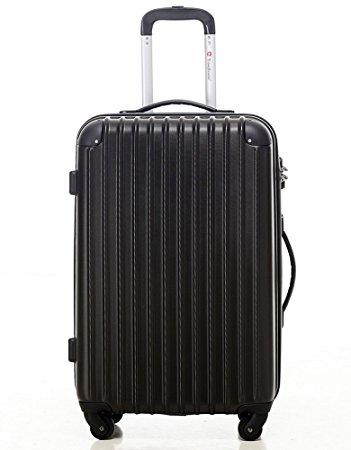 Travelhouse Hard Shell Travel Trolley Luggage Suitcase Trolley Bag Case New (28", BLACK)