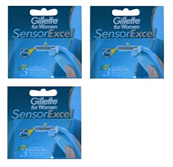 Gillette for Women Sensor Excel , 3 Count Refill Blade Cartridges (Pack of 3)   FREE Curad Bandages, 8 Ct.