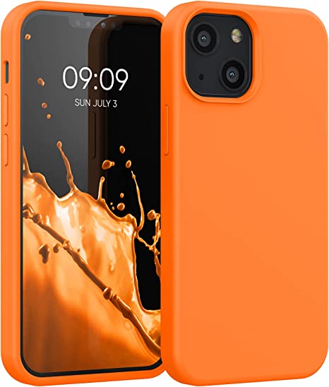 kwmobile Carcasa Compatible con Apple iPhone 13 Mini - Funda de Silicona para móvil - Cover Trasero en Naranja afrutado