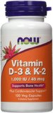 Now foods Vitamin D-3 and K-2 1000 IU K2 45mcg 120VC