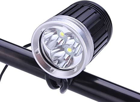 SecurityIng Waterproof Headlight 1800Lm 4 Modes 3 LEDs Headlamp & Bicycle Light   4400mAh Battery Pack   Charger for Outdoor Sports