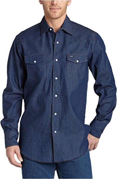 Wrangler Men's Cowboy Cut Western Two Pocket Long Sleeve Snap Workshirt