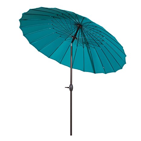 Abba Patio Parasol Patio Umbrella 8.5 Feet Patio Table Umbrella with Push Button Tilt and Crank, 24 Steel Wire Ribs, Turquoise