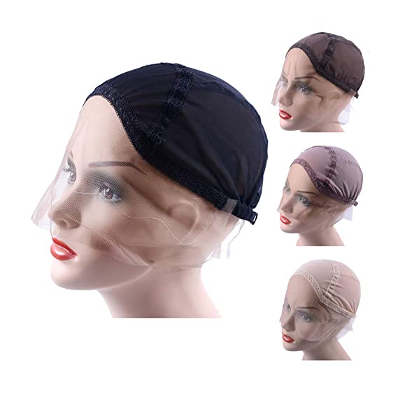 Lace Front Wig Cap for Making Wigs with Adjustable Strap Glueless Weaving Cap Wig Caps (Black L 23inch)