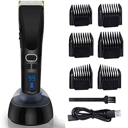 Hair Clippers for Men,AWECOT Professional Hair Trimmer Quiet Cordless Hair Cutting Kit Beard Trimmer,USB Rechargeable Mens Grooming Kit with 3 Trimming Speeds,Charging Dock,LED Display,For Family Use