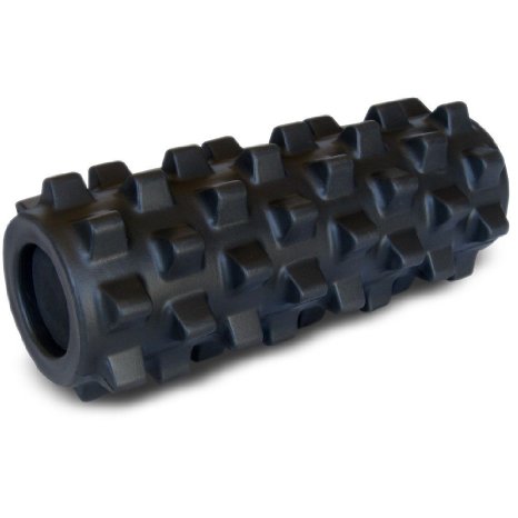 Rumble Roller Half Size Extra Firm Black - Textured Muscle Foam Roller Manipulates Soft Tissue Like A Massage Therapist - 12 Inches